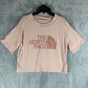 North Face Women's Top S Half Dome Cropped Boxy Pink Short Sleeve Crew Neck
